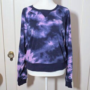 Champion Navy and Pink Tie-Dye Crewneck